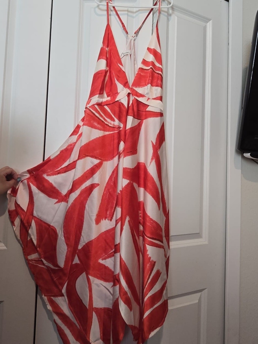New York & Company Red and White Midi Dress
